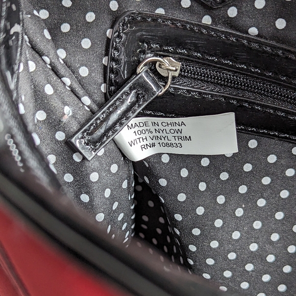 Lulu Guinness London Print Red Black Handbag Shoulder Bag Purse Stamp NWT - Picture 13 of 16